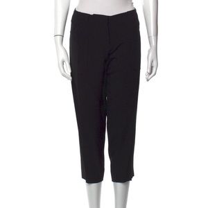 Prada straight leg cropped pants, US 10, black, mid rise w/slit pockets. Zipper